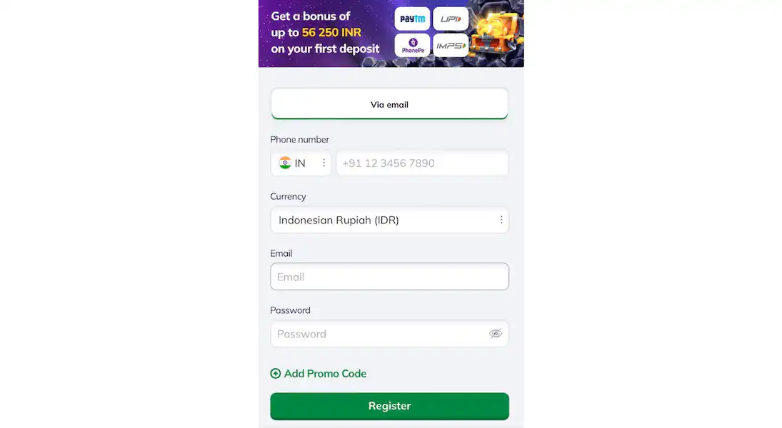 Valor Bet app login process